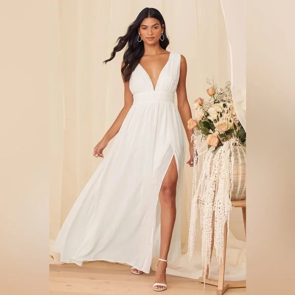 Lulus - Heavenly Hues White Maxi Dress (S/L) - Picture 1 of 7